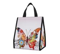 asbwuo Bolsa térmica reutilizable para el almuerzo, de 9 l, a prueba de fugas, con diseño de mariposas y bolsillos interiores para mujeres y hombres, ideal para el trabajo, picnics y camping.