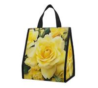 asbwuo Bolsa térmica reutilizable para el almuerzo, de 9 l, a prueba de fugas, con diseño de rosa amarilla y bolsillos interiores para mujeres y hombres, ideal para el trabajo, picnics y camping.