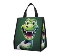 asbwuo Bolsa térmica reutilizable para el almuerzo, de 9 l, a prueba de fugas, con diseño de serpiente verde y bolsillos interiores para mujeres y hombres, ideal para el trabajo, picnic y camping.