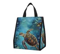 asbwuo Bolsa térmica reutilizable para el almuerzo, de 9 l, a prueba de fugas, con diseño de tortuga marina y bolsillos interiores para mujeres y hombres, ideal para el trabajo, picnics y camping.