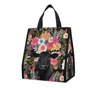 asbwuo Bolsa térmica reutilizable para el almuerzo, de 9 l, a prueba de fugas, con diseño floral y bolsillos interiores para mujeres y hombres, ideal para el trabajo, picnics y camping.