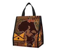 asbwuo Bolsa térmica reutilizable para el almuerzo, de 9 l, a prueba de fugas, con estampado étnico africano y bolsillos interiores para mujeres y hombres, ideal para el trabajo, picnic y camping.