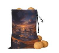 asbwuo Borsa a specchio per patate e cipolle con illusione del deserto | Borsa organizer con coulisse per ripiani della dispensa, banconi da cucina, aglio, patate, cipolle e alimenti di tutti i