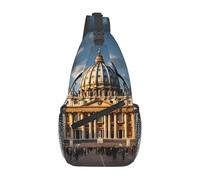 asbwuo Borsa a tracolla da uomo con stampa della Basilica di San Pietro, tracolla rinforzata, adatta per le uscite quotidiane.