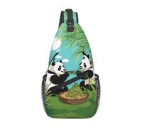 asbwuo Borsa a tracolla da uomo con stampa di due simpatici panda, tracolla rinforzata, ideale per le uscite quotidiane.