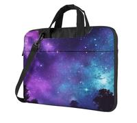 asbwuo Borsa a tracolla per laptop da uomo e da donna, borsa a tracolla impermeabile con motivo cielo stellato viola e manico a tracolla