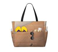 asbwuo Borsa da spiaggia grande con poesia Footprints In The Sand per donna, con cerniera e tasca impermeabile, borsa da palestra pieghevole e leggera per viaggi, spesa, nuoto, sport