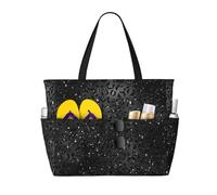 asbwuo Borsa da spiaggia grande con stampa leopardata e ghepardo nera per donna, con cerniera e tasca impermeabile, borsa da palestra pieghevole e leggera per viaggi, spesa, nuoto, sport