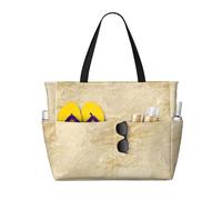 asbwuo Borsa da spiaggia grande Decorator Beige Granite Stone Look Light per donna con cerniera e tasca impermeabile, borsa da palestra pieghevole leggera per viaggi, spesa, nuoto, sport