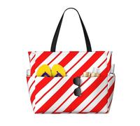 asbwuo Borsa da spiaggia grande Peppermint Stripes per donna con cerniera e tasca impermeabile, borsa da palestra pieghevole e leggera per viaggi, spesa, nuoto, sport