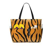 asbwuo Borsa da spiaggia grande Tiger Stripes per donna con cerniera e tasca impermeabile, borsa da palestra pieghevole e leggera per viaggi, spesa, nuoto, sport
