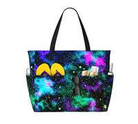 asbwuo Borsa da spiaggia impermeabile oversize blu e verde Galaxy Neon - Borsa multitasche con cerniera, design compatto e pieghevole per viaggi, piscina, shopping e avventure all'aria aperta