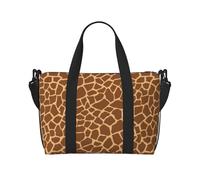 asbwuo Borsa da viaggio pieghevole con stampa animalier giraffa per donna con tracolla regolabile, grande capacità, leggera e impermeabile, per sport all'aria aperta