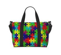 asbwuo Borsa da viaggio pieghevole per la consapevolezza dell'autismo per le donne con tracolla regolabile, grande capacità, leggera e impermeabile, per sport all'aria aperta