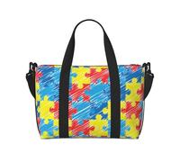 asbwuo Borsa da viaggio pieghevole per la consapevolezza dell'autismo per le donne con tracolla regolabile, grande capacità, leggera e impermeabile, per sport all'aria aperta