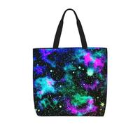 asbwuo Borsa multiuso con cerniera blu e verde galassia neon, borsa a tracolla idrorepellente, elegante borsa per la spesa e da lavoro stampata