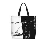 asbwuo Borsa multiuso con cerniera, nera e bianca, borsa a tracolla idrorepellente, elegante borsa per la spesa e da lavoro stampata