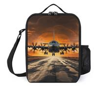 asbwuo Borsa per il pranzo per uomo e donna, riutilizzabile, isolata, con aereo militare che atterra sulle piste dell'aero, borsa per il pranzo per lavoro e picnic