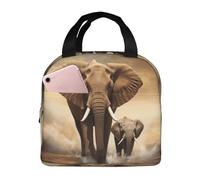 asbwuo Borsa per il pranzo per uomo e donna, riutilizzabile, isolata, con motivo a elefante e cucciolo di elefante, borsa per il pranzo per lavoro e picnic