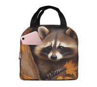 asbwuo Borsa per il pranzo per uomo e donna, riutilizzabile, isolata, con motivo a procione nel buco dell'albero autunnale, borsa per il pranzo per lavoro e picnic