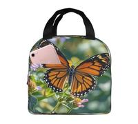 asbwuo Borsa per il pranzo per uomo e donna, riutilizzabile, isolata, con tante bellissime farfalle, borsa per il pranzo per lavoro e picnic
