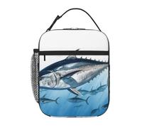 asbwuo Borsa per il pranzo per uomo e donna, riutilizzabile, isolata, con tonno rosso, borsa per il pranzo, per lavoro e picnic