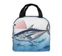 asbwuo Borsa per il pranzo per uomo e donna, riutilizzabile, isolata, con tonno rosso, borsa per il pranzo, per lavoro e picnic