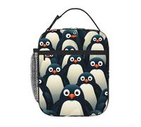 asbwuo Borsa per il pranzo per uomo e donna, riutilizzabile, isolata, elegante, con motivo a una folla di pinguini, borsa per il pranzo per lavoro e picnic