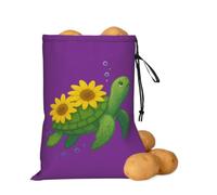 asbwuo Borsa portaoggetti per cipolle con girasole e tartaruga | Borsa organizer con coulisse per ripiani della dispensa, banconi da cucina, aglio, patate, cipolle e alimenti di tutti i