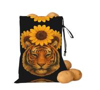 asbwuo Borsa portaoggetti per cipolle e patate tigre e girasole | Borsa organizer con coulisse per ripiani della dispensa, banconi da cucina, aglio, patate, cipolle e alimenti di tutti i