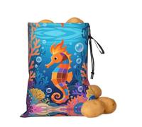 asbwuo Borsa portaoggetti per patate e cipolle con cavalluccio marino | Borsa organizer con coulisse per ripiani della dispensa, banconi da cucina, aglio, patate, cipolle e alimenti di tutti i