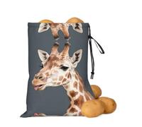 asbwuo Borsa portaoggetti per patate e cipolle con giraffa | Borsa organizer con coulisse per ripiani della dispensa, banconi da cucina, aglio, patate, cipolle e alimenti di tutti i