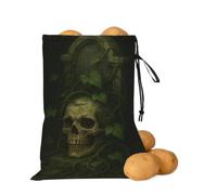 asbwuo Borsa portaoggetti per patate e cipolle con scheletro e tomba | Borsa organizer con coulisse per ripiani della dispensa, banconi da cucina, aglio, patate, cipolle e alimenti di tutti i
