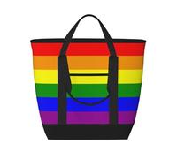 asbwuo Borsa termica colorata Rainbow Pride Stripes - Grande, impermeabile e adatta agli alimenti, perfetta per trasportare la spesa, pranzi, picnic e consegne da asporto