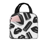 asbwuo Borsa termica per il pranzo Cool Black Lipstick Lips, riutilizzabile, per donne, uomini, lavoro, picnic e ufficio