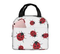 asbwuo Borsa termica per il pranzo Ladybug, riutilizzabile, per donne, uomini, lavoro, picnic e ufficio