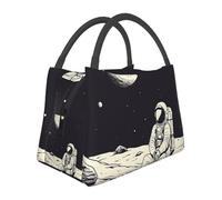 asbwuo Borsa termica per il pranzo per donne e uomini, astronauta sulla luna, porta pranzo per adulti, borsa riutilizzabile per il pranzo, per lavoro, picnic, viaggi