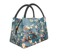 asbwuo Borsa termica per il pranzo per donne e uomini, porta pranzo con fiori di mandorlo per adulti, borsa riutilizzabile per il pranzo, per lavoro, picnic, viaggi