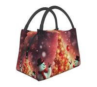 asbwuo Borsa termica per il pranzo per donne e uomini, porta pranzo con scritta Buon Natale e pupazzo di neve per adulti, borsa riutilizzabile per il pranzo, per lavoro, picnic e viaggi