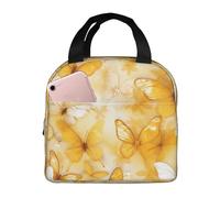 asbwuo Borsa termica per il pranzo per donne e uomini, riutilizzabile, piccola scatola per il pranzo portatile con farfalla gialla e bianca, per lavoro e picnic
