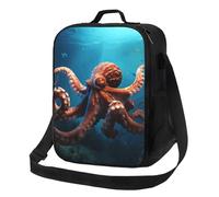 asbwuo Borsa termica per il pranzo per uomo e donna, borsa riutilizzabile per il pranzo, borsa termica per il lavoro, picnic, motivo: animali dell'oceano, polpo