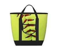 asbwuo Borsa termica per la spesa a forma di palla da softball gialla: grande, impermeabile e adatta agli alimenti, perfetta per trasportare la spesa, pranzi, picnic e consegne da asporto.