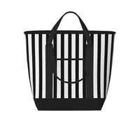asbwuo Borsa termica per la spesa a righe bianche e nere: grande, impermeabile e adatta agli alimenti, perfetta per trasportare la spesa, pranzi, picnic e consegne da asporto.