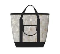 asbwuo Borsa termica per la spesa beige in madreperla: grande, impermeabile e adatta agli alimenti, perfetta per trasportare la spesa, pranzi, picnic e consegne da asporto.