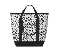 asbwuo Borsa termica per la spesa con stampa leopardata nera e bianca: grande, impermeabile e adatta agli alimenti, perfetta per trasportare la spesa, pranzi, picnic e consegne da asporto.