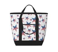 asbwuo Borsa termica per la spesa con stelle e bandiera americana bianca e blu - Grande, impermeabile e adatta agli alimenti, perfetta per trasportare la spesa, pranzi, picnic e consegne da asporto