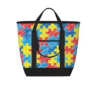 asbwuo Borsa termica per la spesa per la consapevolezza dell'autismo: grande, impermeabile e adatta agli alimenti, perfetta per il trasporto della spesa, il pranzo, i picnic e la consegna da asporto.