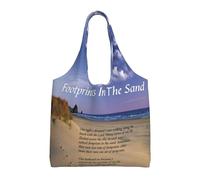 asbwuo Borsa tote in tela con poesia Footprints In The Sand per donna - Poliestere leggero e resistente, borsa oversize per pendolarismo, shopping e viaggi