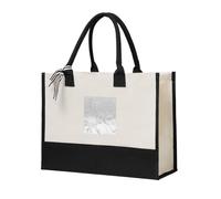 asbwuo Borsa tote in tela di cotone misto resistente, con glitter grigio argento e marmo bianco, spaziosa borsa regalo riutilizzabile per viaggi, spiaggia e shopping.
