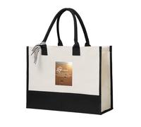 asbwuo Borsa tote in tela di cotone misto resistente con poesia Impronte nella sabbia, spaziosa borsa regalo riutilizzabile per viaggi, spiaggia e shopping